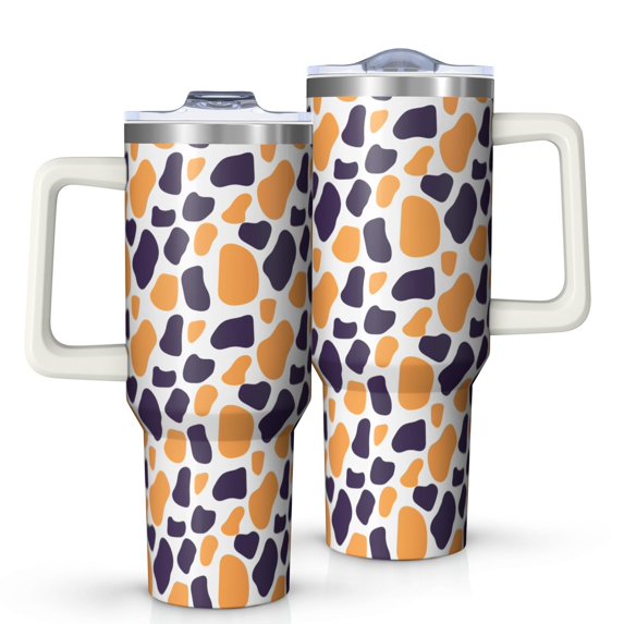Leopard Print 40oz Tumbler– Stainless Steel Insulated Tumbler with Handle and Straw, Large Capacity Travel Cup for Hot & Cold Drinks
