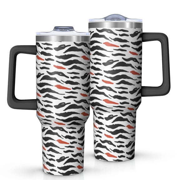 Leopard Print 40oz Tumbler– Stainless Steel Insulated Tumbler with Handle and Straw, Large Capacity Travel Cup for Hot & Cold Drinks