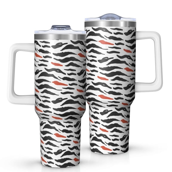 Leopard Print 40oz Tumbler– Stainless Steel Insulated Tumbler with Handle and Straw, Large Capacity Travel Cup for Hot & Cold Drinks