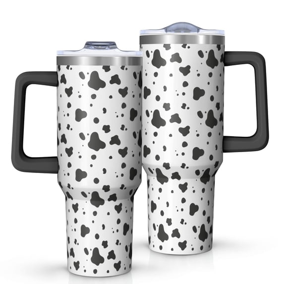 Leopard Print 40oz Tumbler– Stainless Steel Insulated Tumbler with Handle and Straw, Large Capacity Travel Cup for Hot & Cold Drinks