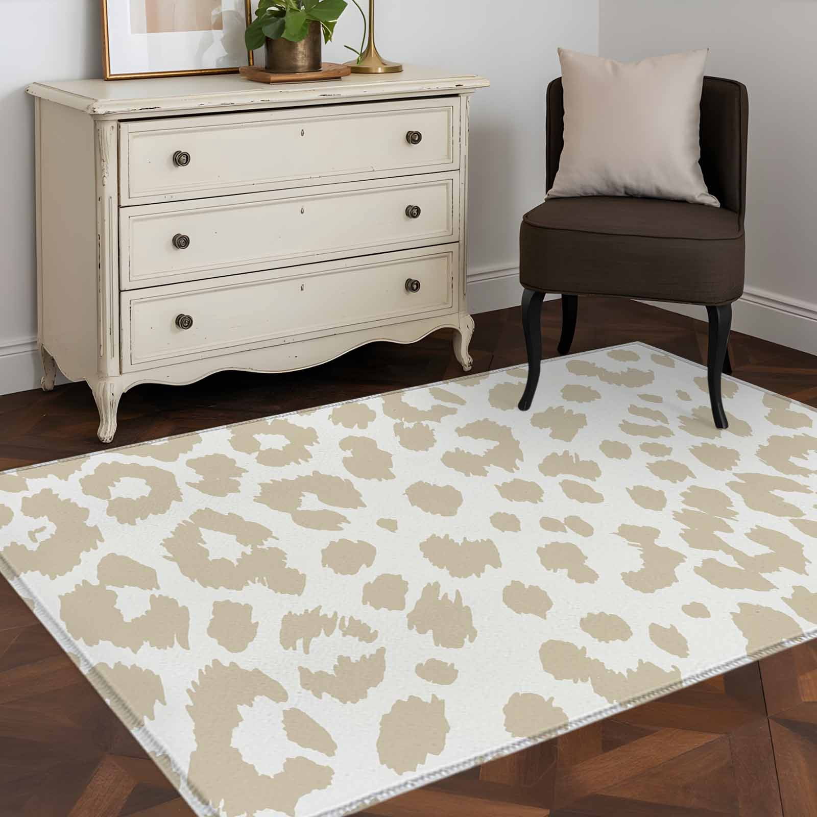Leopard Print 4x6 Rug for Dining Table for 4 People Under Table ...