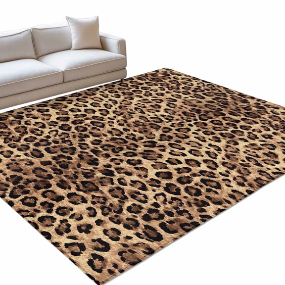Leopard Print 6x9ft Non Slip Area Rug Animal Abstract Retro Washable&nbsp;Soft Area Rugs for Living Room, Indoor&nbsp;Circle Carpet for Bedroom Dining Room Kitchen