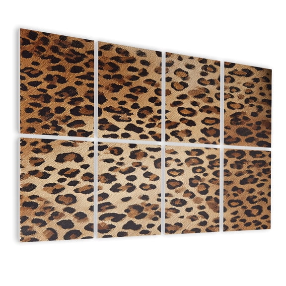 Leopard Print 8 Pack Art Acoustic Panels Sound Absorbing Leopard Print Bold Spots Subtle Color Contrast Decorative Soundproof Wall Panels Self Adhesive for Nursery Game Room Bedroom 48"x32"