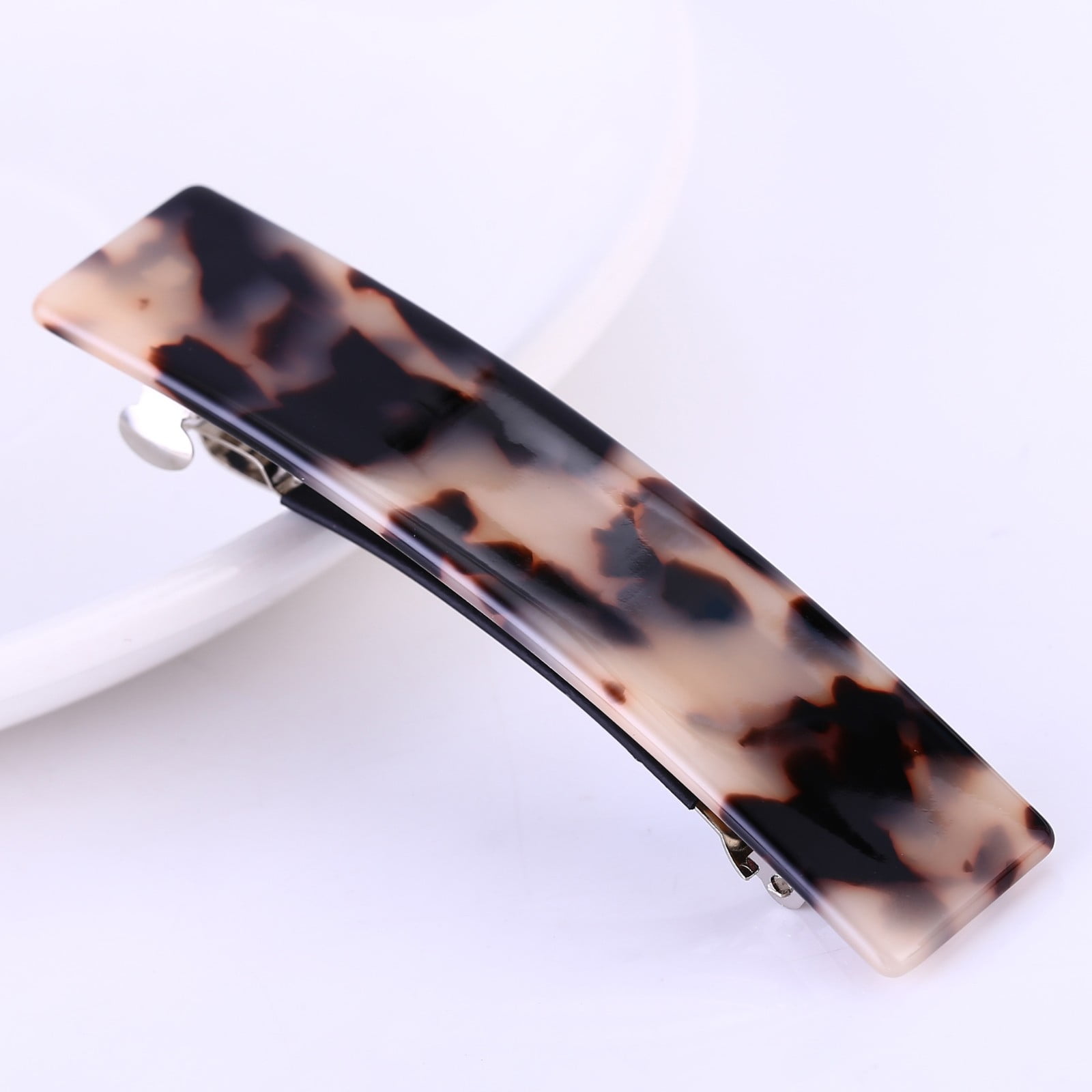 Leopard Print Acetate Spring Clip Large Top Hair Clip Long Horizontal Hairpin for Women Japanese Korean Style Ponytail Clip Hair Accessories