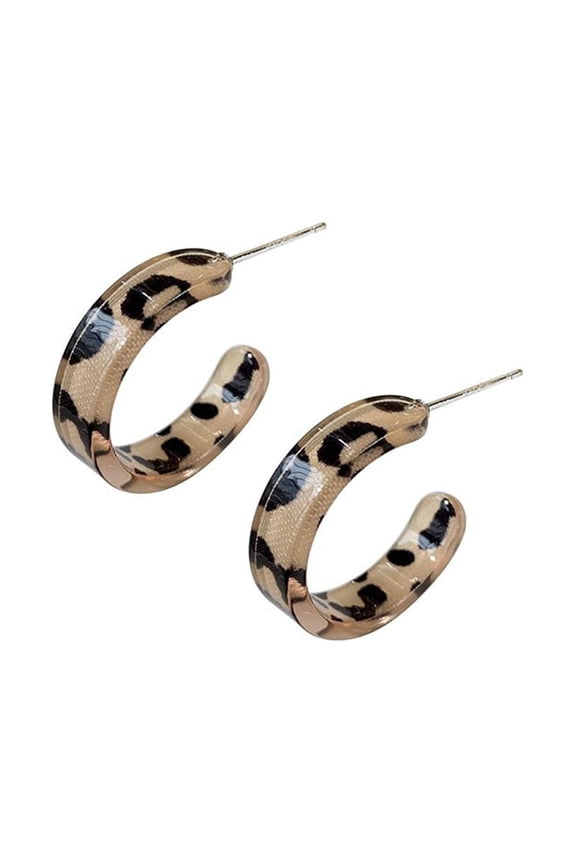 Leopard Print Acrylic Hoop Earrings Open Stud Earring Drop Earrings for Gifts
