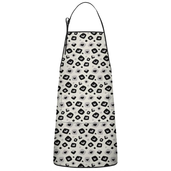 Leopard Print Adjustable Waterproof Apron for Adults 33x27 Inch – Cooking Apron with 2 Large Pockets, Durable Polyester Bib for Kitchen, Baking, BBQ, and Home Use
