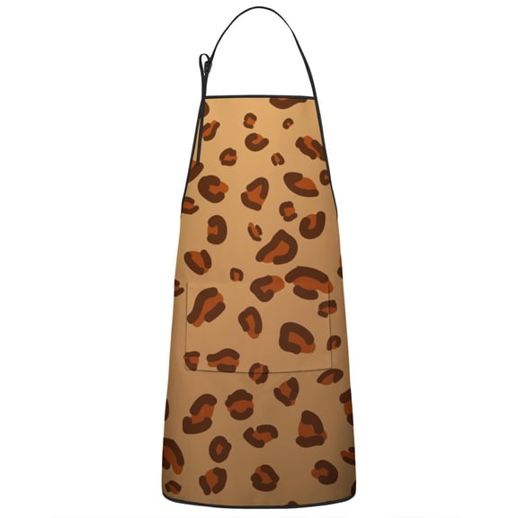 Leopard Print Adjustable Waterproof Apron for Adults 33x27 Inch – Cooking Apron with 2 Large Pockets, Durable Polyester Bib for Kitchen, Baking, BBQ, and Home Use