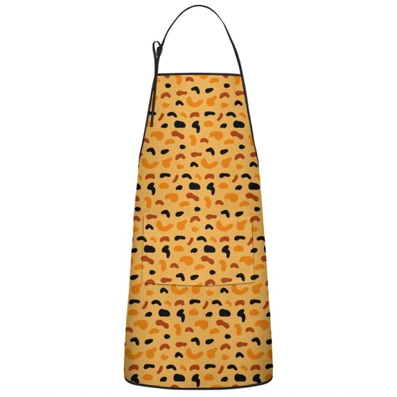 Leopard Print Adjustable Waterproof Apron for Adults 33x27 Inch – Cooking Apron with 2 Large Pockets, Durable Polyester Bib for Kitchen, Baking, BBQ, and Home Use