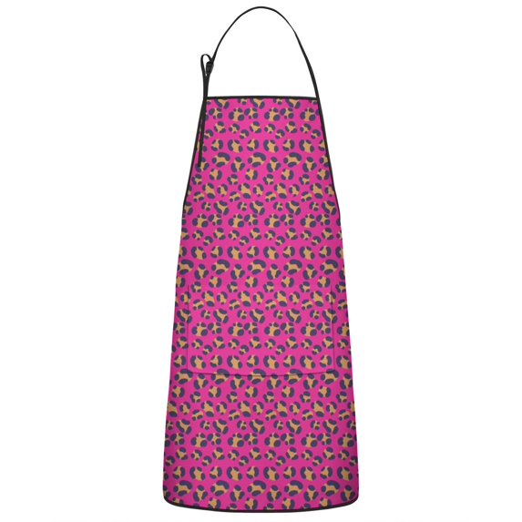 Leopard Print Adjustable Waterproof Apron for Adults 33x27 Inch – Cooking Apron with 2 Large Pockets, Durable Polyester Bib for Kitchen, Baking, BBQ, and Home Use