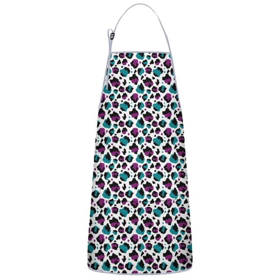 Leopard Print Adjustable Waterproof Apron for Adults 33x27 Inch – Cooking Apron with 2 Large Pockets, Durable Polyester Bib for Kitchen, Baking, BBQ, and Home Use