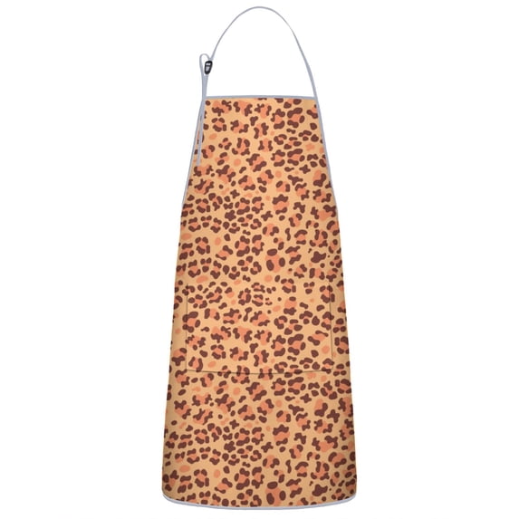 Leopard Print Adjustable Waterproof Apron for Adults 33x27 Inch – Cooking Apron with 2 Large Pockets, Durable Polyester Bib for Kitchen, Baking, BBQ, and Home Use