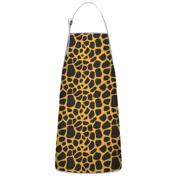 Leopard Print Adjustable Waterproof Apron for Adults 33x27 Inch – Cooking Apron with 2 Large Pockets, Durable Polyester Bib for Kitchen, Baking, BBQ, and Home Use