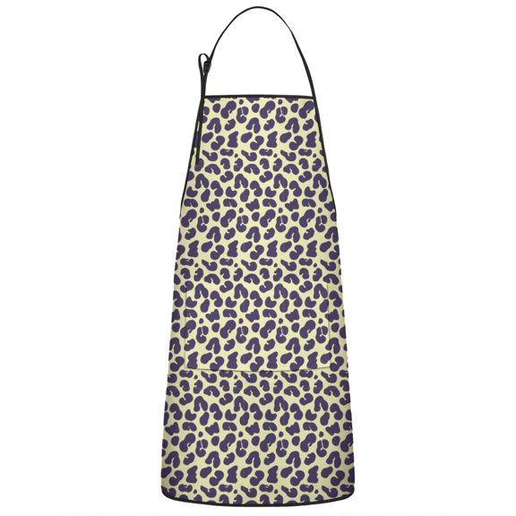 Leopard Print Adjustable Waterproof Apron for Adults 33x27 Inch – Cooking Apron with 2 Large Pockets, Durable Polyester Bib for Kitchen, Baking, BBQ, and Home Use