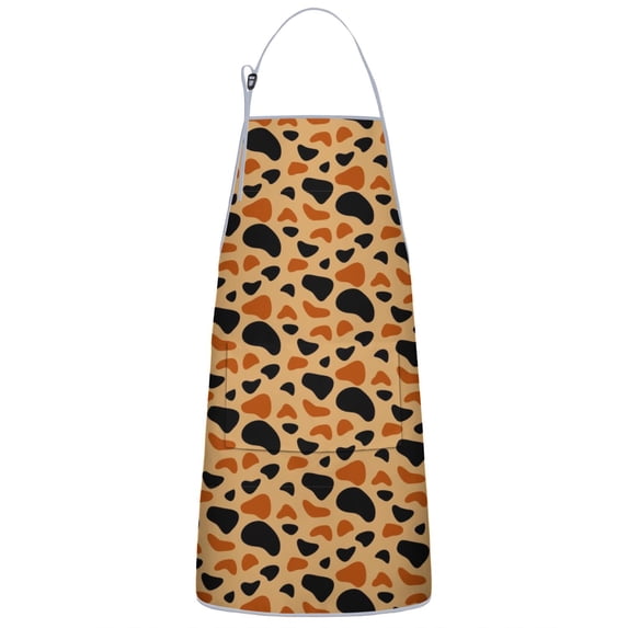 Leopard Print Adjustable Waterproof Apron for Adults 33x27 Inch – Cooking Apron with 2 Large Pockets, Durable Polyester Bib for Kitchen, Baking, BBQ, and Home Use