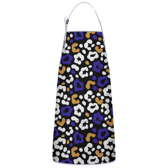 Leopard Print Adjustable Waterproof Apron for Adults 33x27 Inch – Cooking Apron with 2 Large Pockets, Durable Polyester Bib for Kitchen, Baking, BBQ, and Home Use