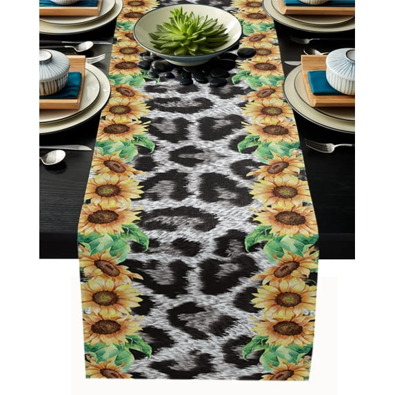 Leopard Print Animal Skin Texture Dressing Table Table Runner Home Wedding Table Mat Centerpieces Decoration Dining Tablecloth