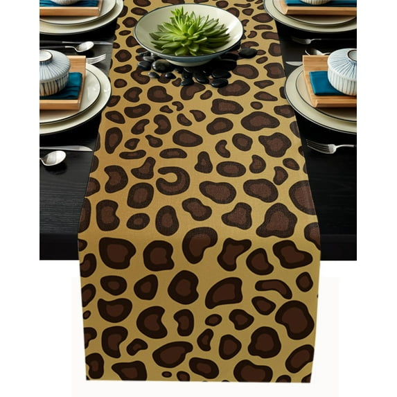 Leopard Print Animal Skin Texture Dressing Table Table Runner Home Wedding Table Mat Centerpieces Decoration Dining Tablecloth