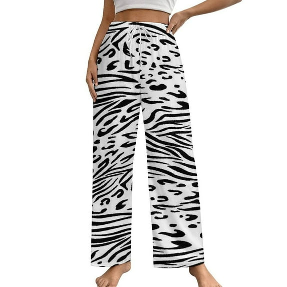 Leopard Print Animals Pajama Pants Breathable with Pockets Pajamas For Lady Vintage Sleeping Pants Bedroom Homewear