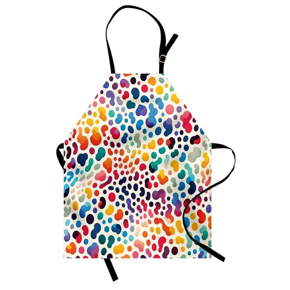 Leopard Print Apron, Modern and Abstract Concept Colorful Spots Dots with Animal Skin Inspirations, Unisex Kitchen Bib with Adjustable Neck for Cooking Gardening, Adult Size, Multicolor, by Ambesonne