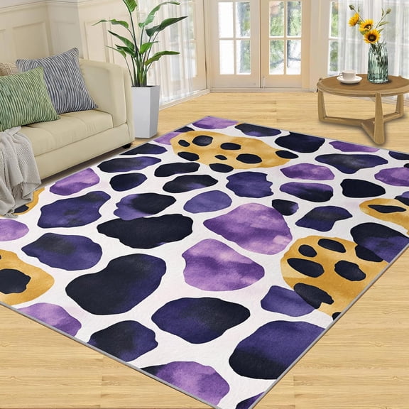 Leopard Print Area Rug, Modern Rugs for Living Room, Purple Geometric Carpet, Cheetah Print Washable Area Rugs for Bedroom, Modern Carpet, Leopard Home Decor-2' x 3'