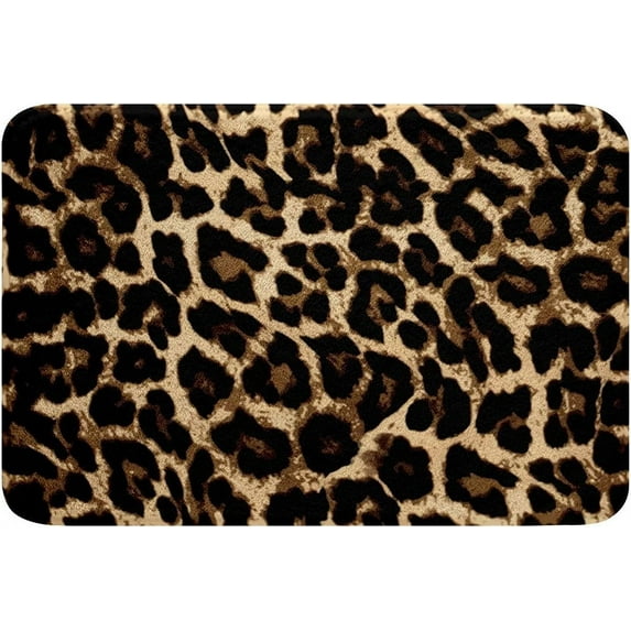 Leopard Print Area Rugs for Bedroom Africa Cheetah Print Absorbent Non Slip Bathroom Mat Safari Animal Pattern Fluffy Rug Plush Living Room Carpet Black Brown Leopard Modern Shaggy Floor Mat 16"x24"
