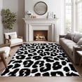 thumbnail image 1 of Leopard Print Area Rugs for Bedroom, Black and White Cheetah Living Room Rug, Animal Print Rug for Bedroom, Wildlife Faux Fur Washable Carpet, Leopard Home Decor & Gifts 2 x 3ft, 1 of 6