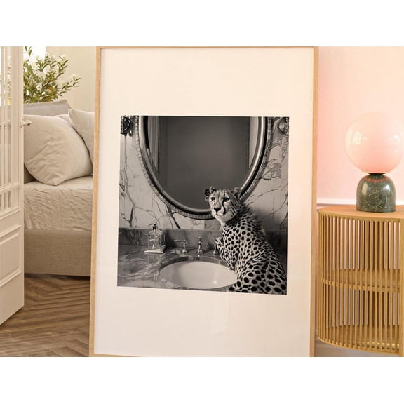 Leopard Print Art Jungle Wall Art Leopard Wall Art Tropical Art Print, Drawing Of A Leopard Palm Tree Print Leopard Art Leopard Animal Art Wall Art, Modern Wall Decor, 16x24 UNFRAMED