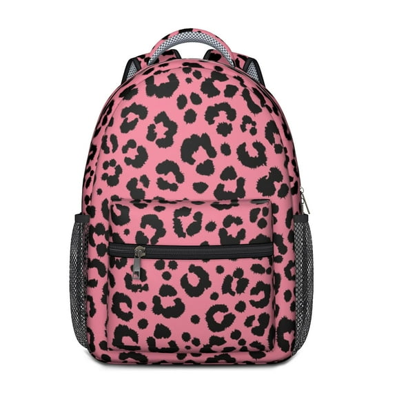 Leopard Print Backpack for School,Cute School Bag,Schoolbag with Adjustable Shoulder Straps & Padded Back,15.3"x11"x6.7"
