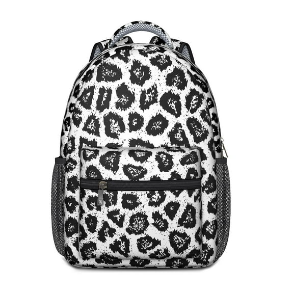 Leopard Print Backpack for School,Cute School Bag,Schoolbag with Adjustable Shoulder Straps & Padded Back,15.3"x11"x6.7"