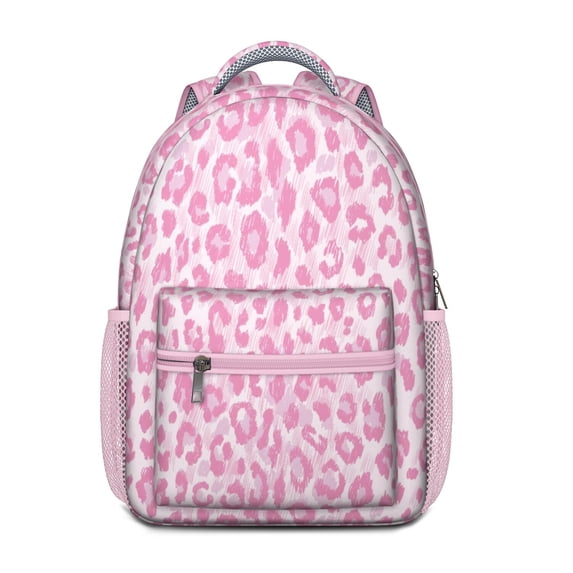 Leopard Print Backpack for School,Cute School Bag,Schoolbag with Adjustable Shoulder Straps & Padded Back,15.3"x11"x6.7"