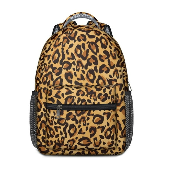 Leopard Print Backpack for School,Cute School Bag,Schoolbag with Adjustable Shoulder Straps & Padded Back,15.3"x11"x6.7"