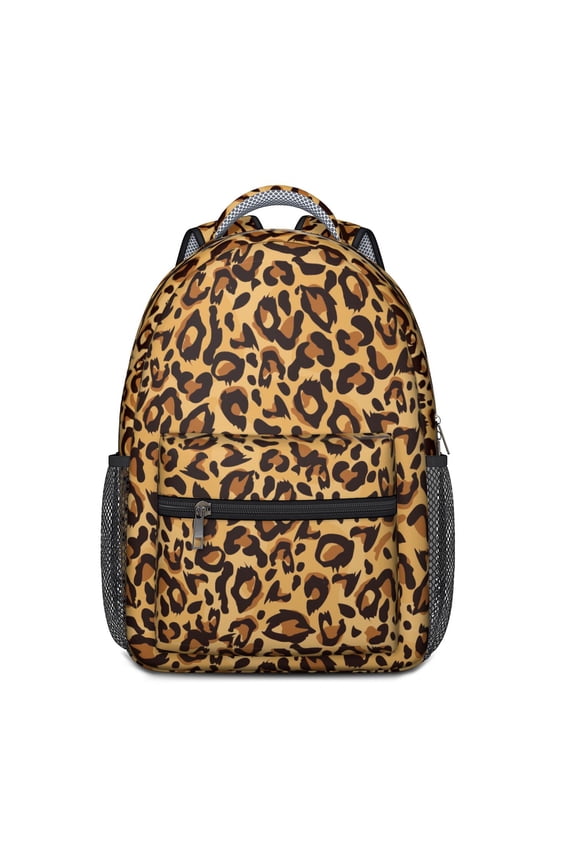 Leopard Print Backpack for School,Cute School Bag,Schoolbag with Adjustable Shoulder Straps & Padded Back,15.3"x11"x6.7"