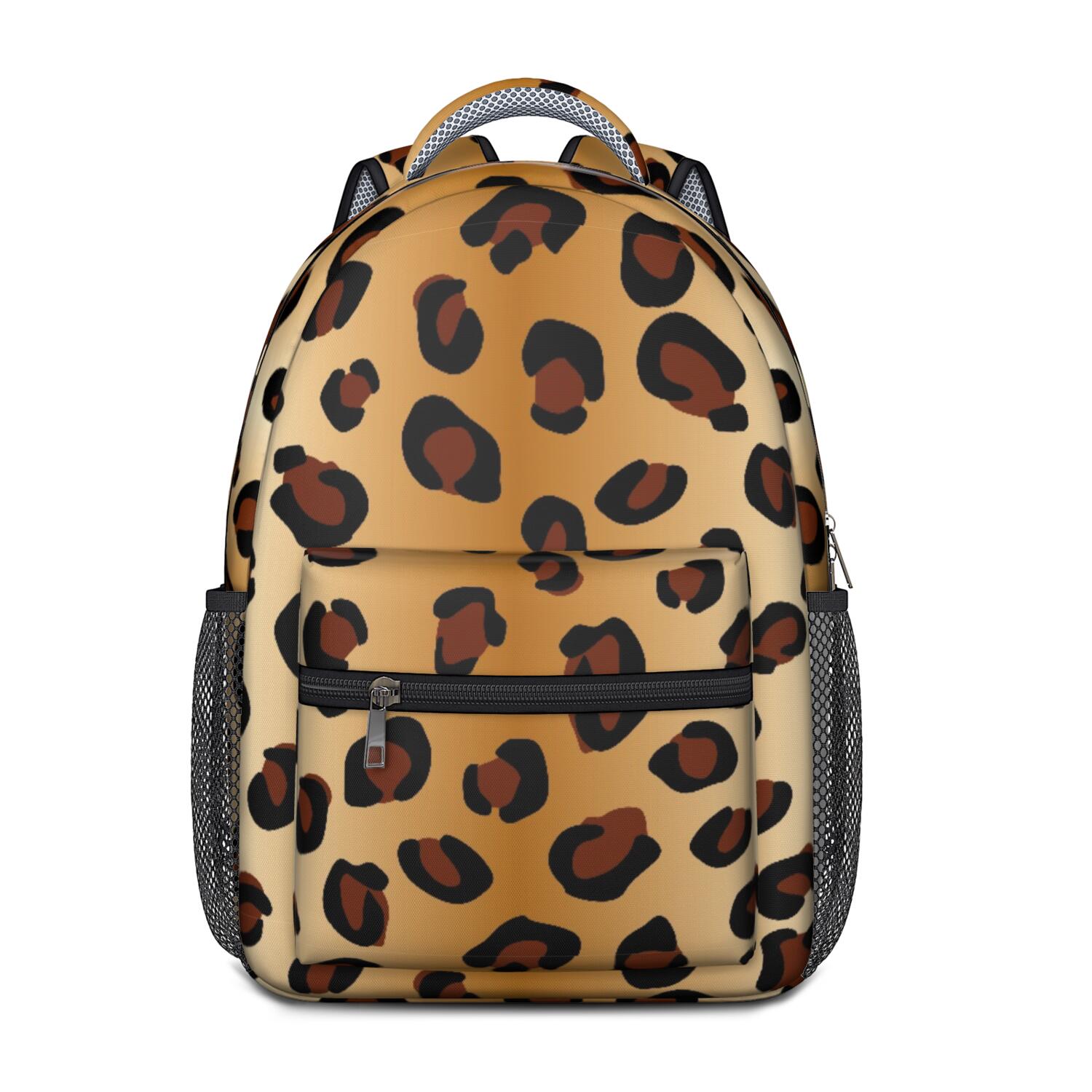 Leopard Print Backpack for School,Cute School Bag,Schoolbag with Adjustable Shoulder Straps & Padded Back,15.3"x11"x6.7"