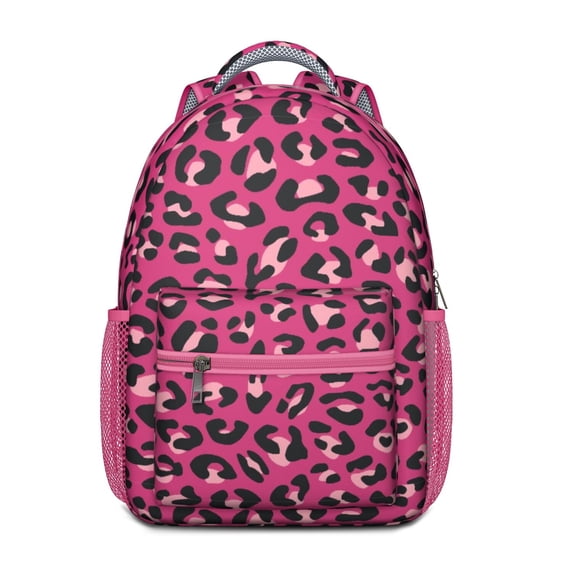 Leopard Print Backpack for School,Cute School Bag,Schoolbag with Adjustable Shoulder Straps & Padded Back,15.3"x11"x6.7"