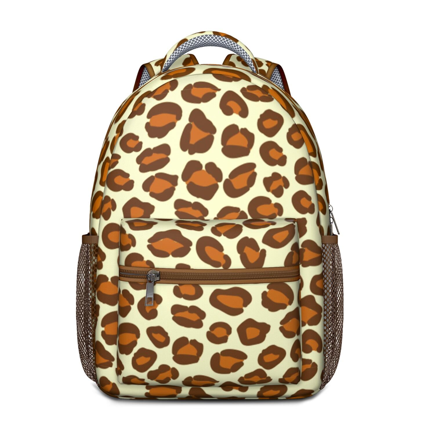 Leopard Print Backpack for School,Cute School Bag,Schoolbag with Adjustable Shoulder Straps & Padded Back,15.3"x11"x6.7"