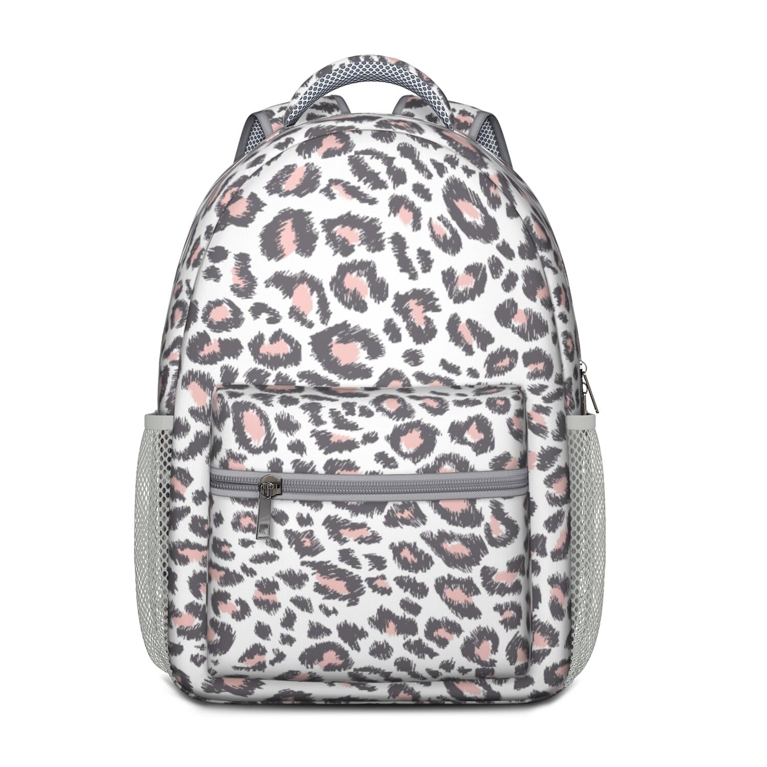 Leopard Print Backpack for School,Cute School Bag,Schoolbag with Adjustable Shoulder Straps & Padded Back,15.3"x11"x6.7"