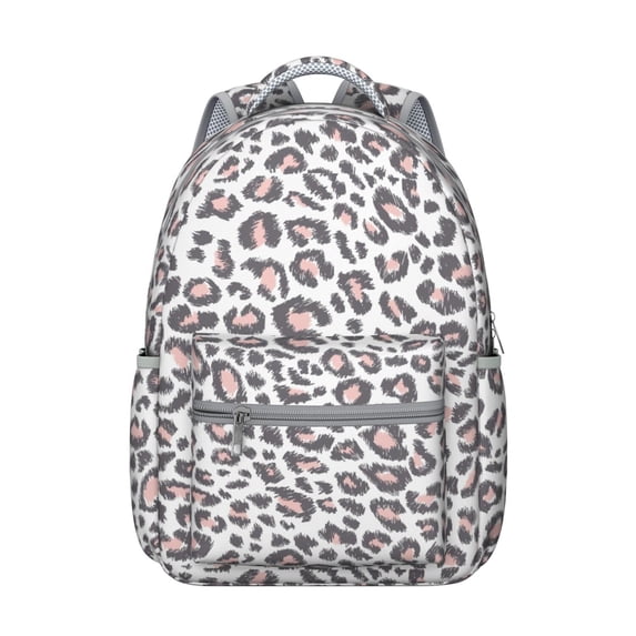 Leopard Print Backpack for School,Cute School Bag,Schoolbag with Adjustable Shoulder Straps & Padded Back,15.3"x11"x7.1".