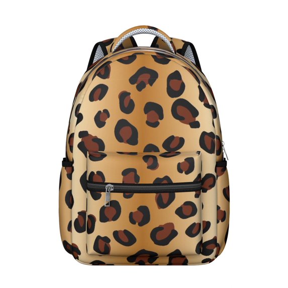 Leopard Print Backpack for School,Cute School Bag,Schoolbag with Adjustable Shoulder Straps & Padded Back,15.3"x11"x7.1".