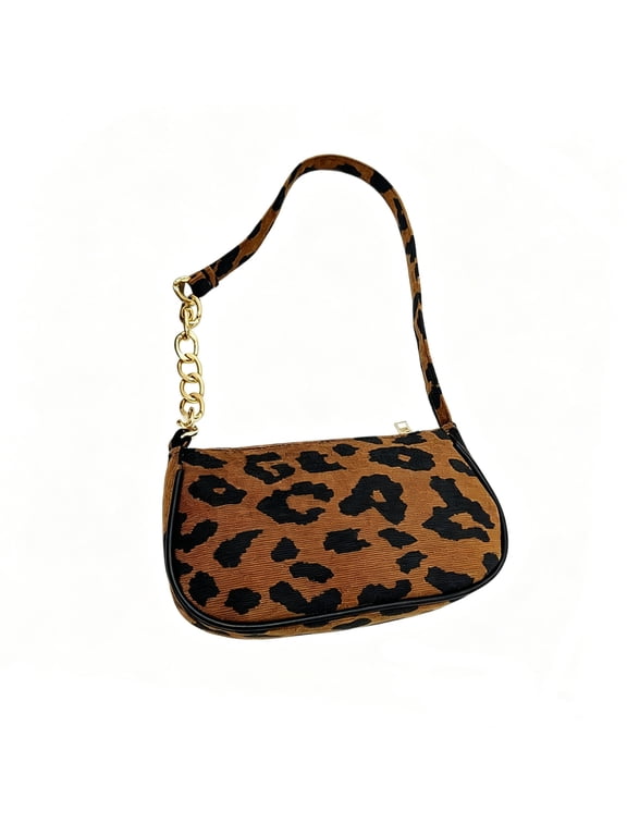 Leopard Print Bag, Fashionable Single-shoulder Bag for Women, Versatile Animal Print Handbag with Adjustable Strap, Compact Size for Daily Use