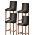 thumbnail image 1 of Leopard Print Bar Stool Covers Set of 4, Chic Abstract Black Brown Animals Texture Stretch Washable Bar Chair Covers with Backs, Removable Pub Counter Height Chair Cover for Kitchen Dining Room Cafe, 1 of 7