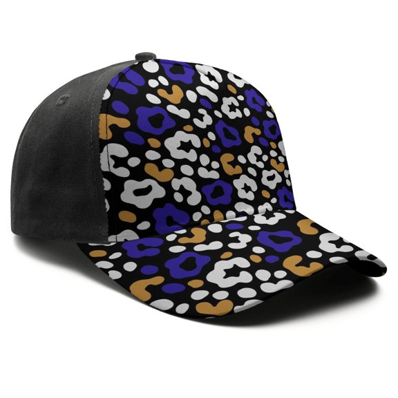 Leopard Print Baseball Cap Adjustable Size – Stylish Spliced Design Trucker Hat, Dad Hat with Full Print Front & Brim, Breathable Cotton Blend Snapback for Sports, Travel & Daily Wear