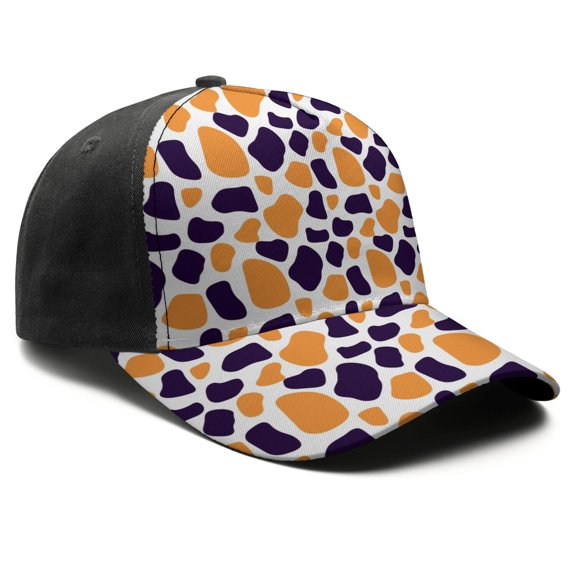 Leopard Print Baseball Cap Adjustable Size – Stylish Spliced Design Trucker Hat, Dad Hat with Full Print Front & Brim, Breathable Cotton Blend Snapback for Sports, Travel & Daily Wear