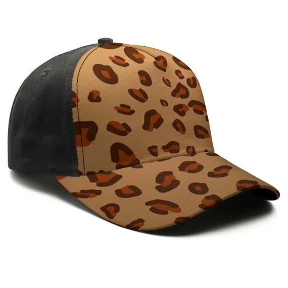 Leopard Print Baseball Cap Adjustable Size – Stylish Spliced Design Trucker Hat, Dad Hat with Full Print Front & Brim, Breathable Cotton Blend Snapback for Sports, Travel & Daily Wear