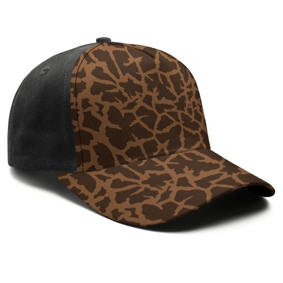 Leopard Print Baseball Cap Adjustable Size – Stylish Spliced Design Trucker Hat, Dad Hat with Full Print Front & Brim, Breathable Cotton Blend Snapback for Sports, Travel & Daily Wear