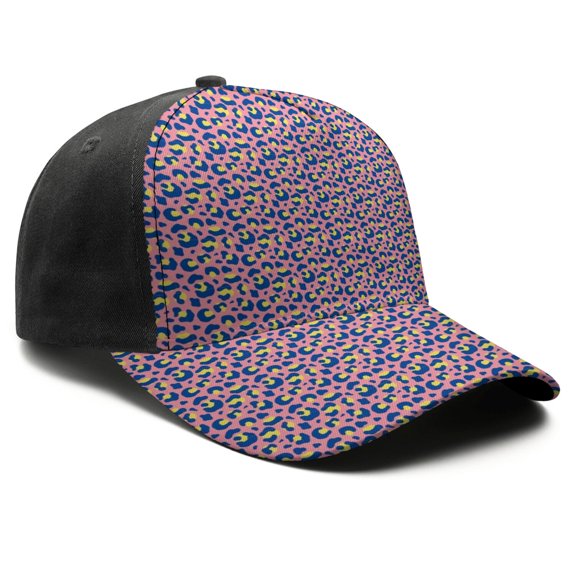 Leopard Print Baseball Cap Adjustable Size – Stylish Spliced Design Trucker Hat, Dad Hat with Full Print Front & Brim, Breathable Cotton Blend Snapback for Sports, Travel & Daily Wear