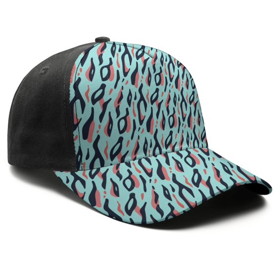 Leopard Print Baseball Cap Adjustable Size – Stylish Spliced Design Trucker Hat, Dad Hat with Full Print Front & Brim, Breathable Cotton Blend Snapback for Sports, Travel & Daily Wear