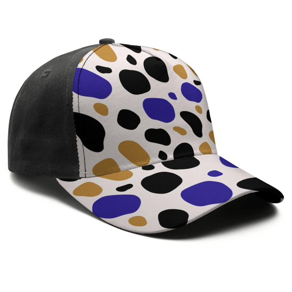 Leopard Print Baseball Cap Adjustable Size – Stylish Spliced Design Trucker Hat, Dad Hat with Full Print Front & Brim, Breathable Cotton Blend Snapback for Sports, Travel & Daily Wear