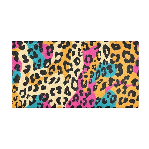 Leopard Print Bath Mat 39x20 Inch Soft Absorbent Non-Slip Plush Bathroom Rug for Floor