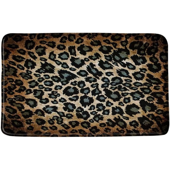 Leopard Print Bath Mat Abstract African Animal Gray Brown Black Leopard Tiger Print Wildlife Skin Modern Fashion Creative Art Bathroom Decor Absorbent Doormat Kitchen Toilet Door Floor Rug 30"x18"