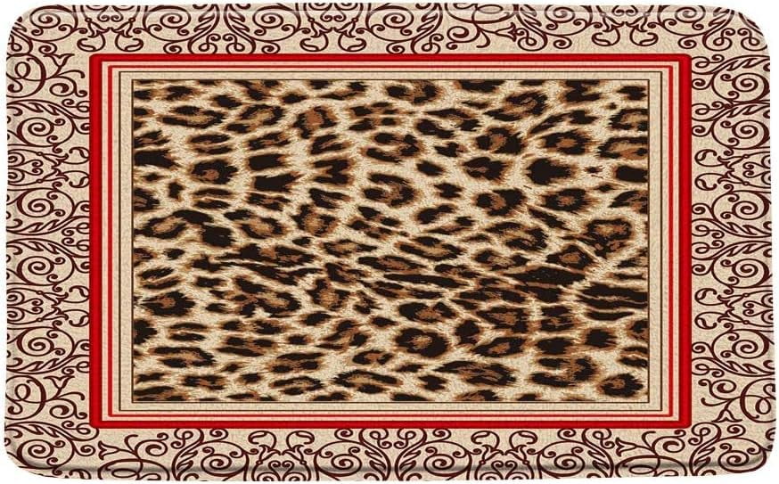 Leopard Print Bath Mat African Animal Leopard Tiger Skin Splice Pattern Patchwork Wild Safari